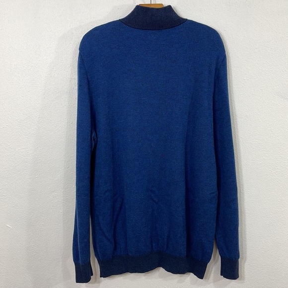 Vineyard Vines mock 1/4 zip neck, merino wool, cobalt blue pullover sweater - Picture 3 of 9